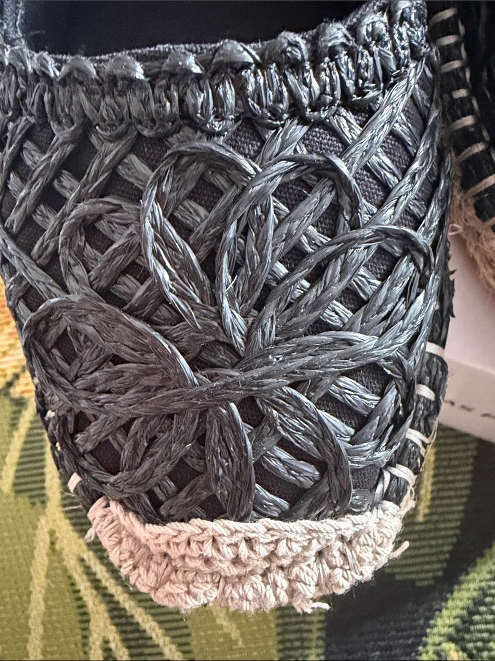 🌴Serra Black Woven Mary Jane Espadrille Flats Size 8